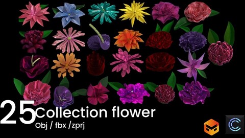 FLOWER PACK - Ready for use in game engines and animation software    - Marvelous Designer/Clo3D file -  - OBJ    - FBX files