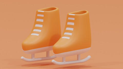 Cartoon Ice Skates Icon 3D model