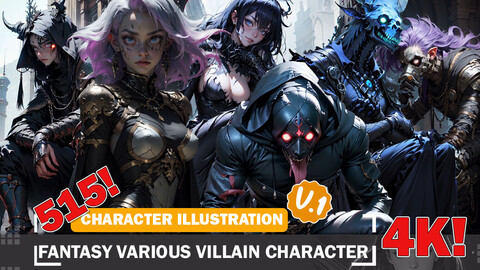 515 Fantasy Various Villain Characters Diverse Outfit Character Design Reference Art V1 4K