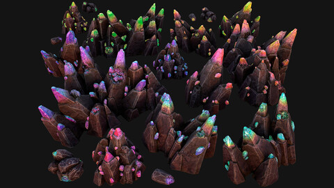 Rocks Crystals Gems Pack for Cave Dungeon Mine