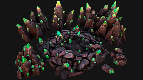 Green Crystals Minerals Ore Cave