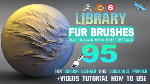 [30%OFF] 95 Fur Brushes for Zbrush Blender Substance Painter + Tutorial