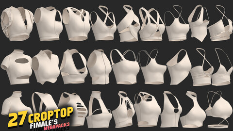 27 models of CropTop fimale's megapack 85%off/ marvelous & clo3d / OBJ / FBX