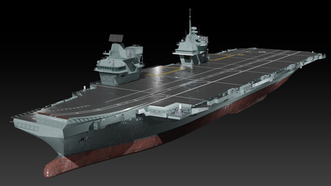 HMS Queen Elizabeth Aircraft carrier game ready model