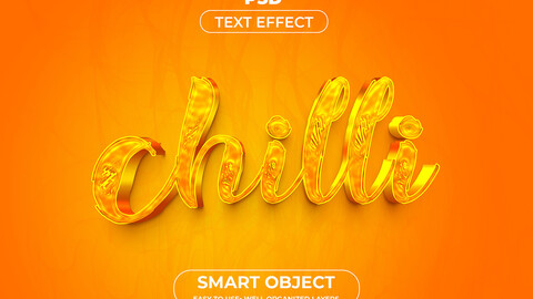 3D Chilli. PSD fully editable text effect. Layer style PSD mockup template