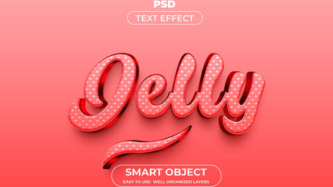 3D Jelly. PSD fully editable text effect. Layer style PSD mockup template