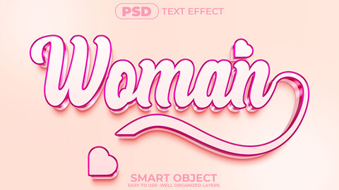 3D Woman. PSD fully editable text effect. Layer style PSD mockup template