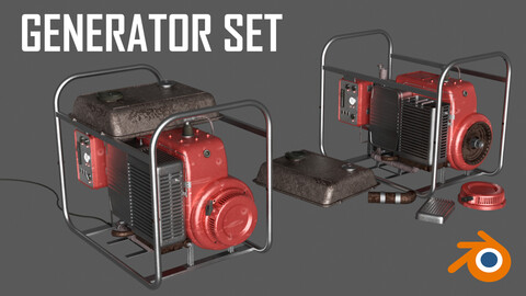 Electric Generator Set Diesel Portable - Blender UE5 Ready