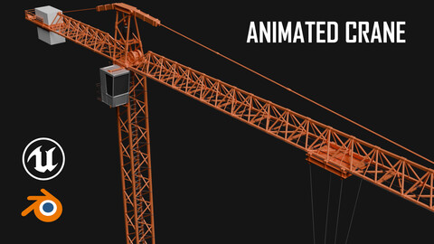 Animated Construction Tower Crane Kitbash - Unreal Engine - Blender