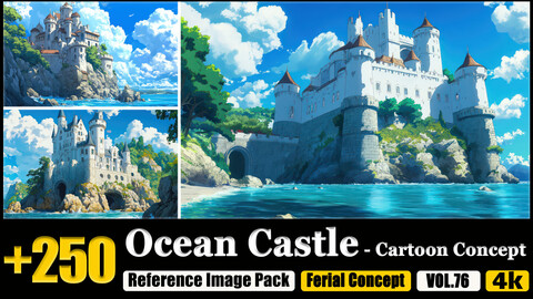 250 Ocean Castle - Anime Concept Reference Image Pack v.142 |4K|