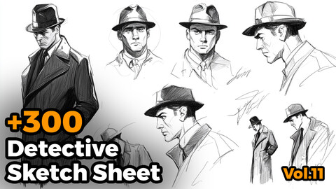 +300 Detective Sketch Sheet Reference Images(4k)