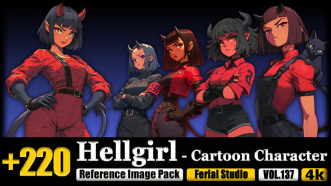 220 Hellgirl - Cartoon Character Reference Image Pack v.137 |4K|