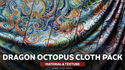 Dragon Octopus Pattern Fabric - Cotton Pack - PBR