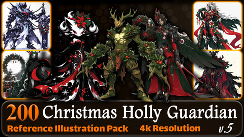 200 Anime Christmas Holly Guardian (Full Body) Reference Pack | 4K | v.5