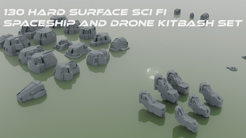 130 Hard Surface Sci Fi Spaceship and Drone Kit