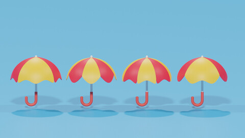 Cartoon Umbrella Collection 3D model