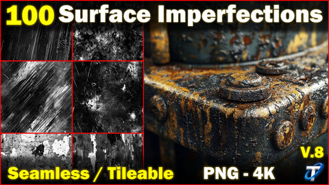 100 Ultra High-Quality Surface Imperfections / Stencil Imperfections (Seamless and Tileable) Vol 8