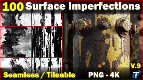 100 Ultra High-Quality Surface Imperfections / Stencil Imperfections (Seamless and Tileable) Vol 9