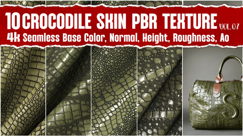 Crocodile Leather VOL.07|4K Seamless PNG PBR Textures