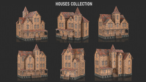 Old Abandoned Houses Collection 4 - Game assets - 6 Houses