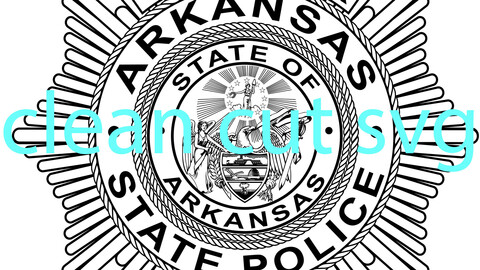 TROOPER ARKANSAS STATE POLICE BADGE VECTOR FILE Black white vector outline or line art file for cnc laser cutting, wood, metal engraving, Cricut file, cnc router file, vinyl cutting, digital cutting machine file