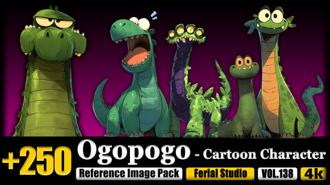 250 Ogopogo - Cartoon Character Reference Image Pack v.138 |4K|