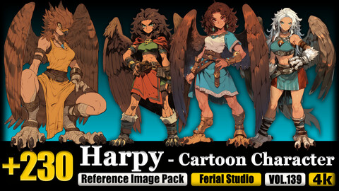 230 Harpy - Cartoon Character Reference Image Pack v.139 |4K|