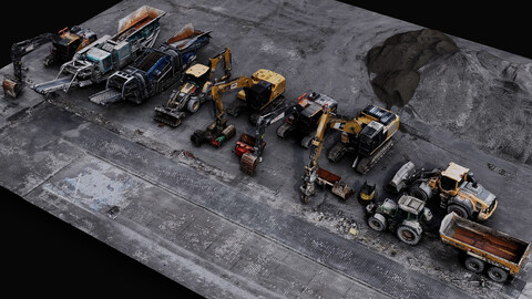 construction-site vehicles trucks machinery photogrammetry