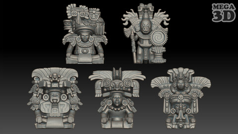 Ancient Mayan Statue Collection 241231 - 3D Printable Model