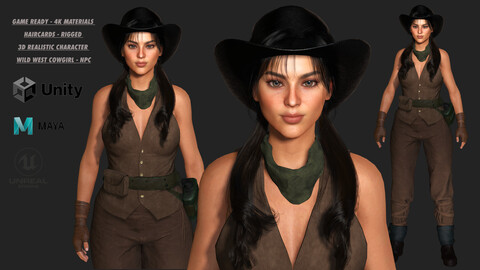 AAA 3D REALISTIC FEMALE CHARACTER - WILD WEST COWGIRL 02