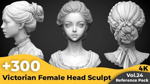 +300 Victorian Female Head Sculpt Reference Images(4k)