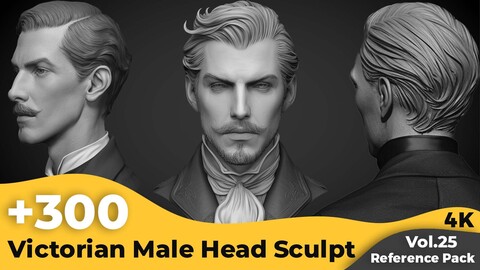 +300 Victorian Male Head Sculpt Reference Images(4k)