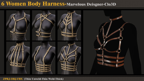 6 Women Body Harness /MD-Clo3D (ZPRJ + FBX + OBJ)