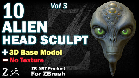 10 ZB ART Alien Head Sculpt (3D Base Model) - Vol 3