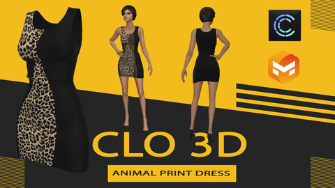 Animal print Dress ,Marvelous Designer or Clo3D (ZPRJ)