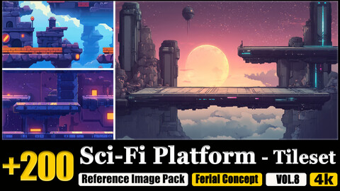 200 Sci-Fi Platform - Tileset Reference Image Pack v.8 |4K|