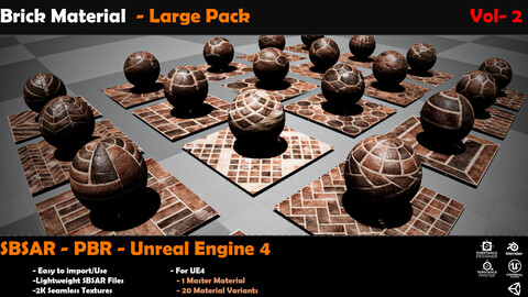 Ultimate Brick Material Pack Vol 2 (SBSAR / Unreal / Blender / PBR)