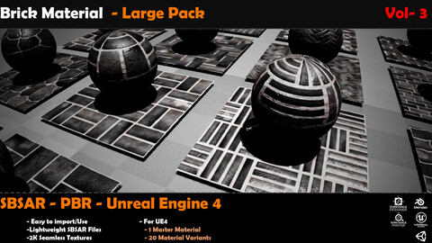 Ultimate Brick Material Pack Vol 3 (SBSAR / Unreal / Blender / PBR)