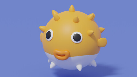 Cartoon Puffer Fish 3D model