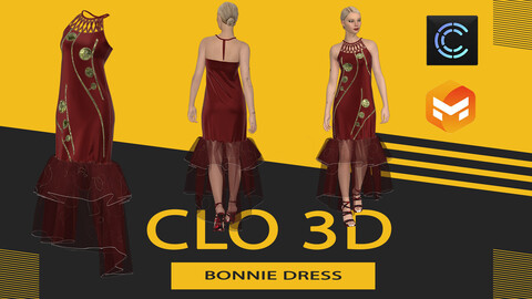 Bonnie dress ,Marvelous Designer or Clo3D (ZPRJ)