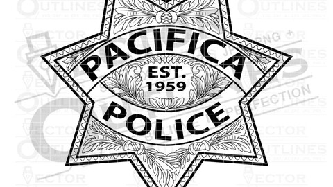 PACIFICA POLICE BADGE VECTOR FILE svg dxf file for laser cutting, laser engraving, cricut cut file, cnc router file, ez cad file