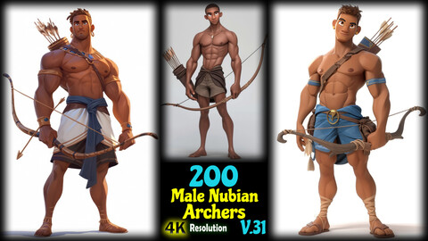 200 Male Nubian Archers - 4K Resolution - V.31