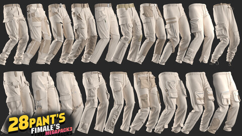 28models of pants male megapack 85%off/ marvelous & clo3d / OBJ / FBX