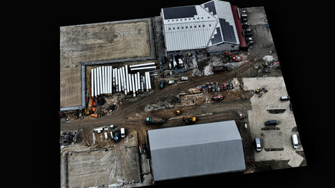 construction-site market terrain area drone scan