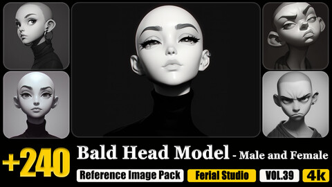 240 Bald Head Model - Male and Female Reference Image Pack v.39 |4K|