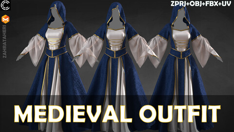 MEDIEVAL OUTFIT (Clo3D Project + OBJ +FBX)