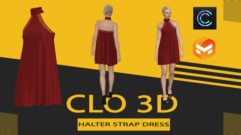 Halter Strap dress ,Marvelous Designer or Clo3D (ZPRJ)