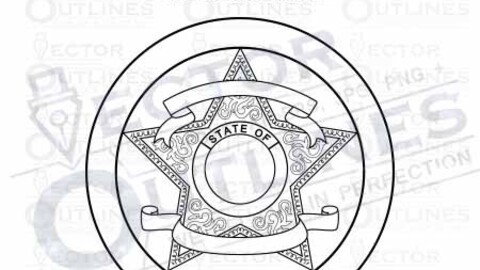 Blank editable sheriff badge outline template vector file, svg dxf file for laser cutting, laser engraving, cricut cut file, cnc router file, ez cad file