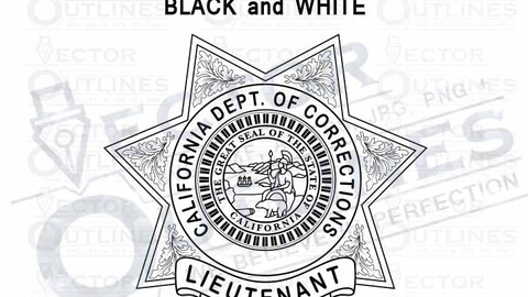 California department of corrections lieutenant badge vector file, svg dxf file for laser cutting, laser engraving, cricut cut file, cnc router file, ez cad file