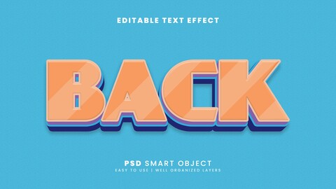 3D Back. PSD fully editable text effect. Layer style PSD mockup template